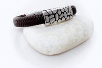 Wide Braid Leather Bracelet with Crocodile Effect Design