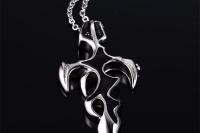 Cross Pendant - 2 Tone Abstract Design in Stainless Steel