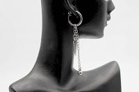 Clip On Dangle Drop Earrings Spike Ball Design