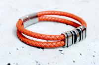 Orange Spice Multi Layer Leather & Steel Bracelet - Customisable