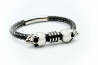 Baby Skull Silk Leather Bracelet -Customise!