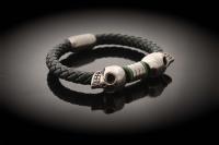 Double Skull Silk Leather & Steel Bracelet - Customise!