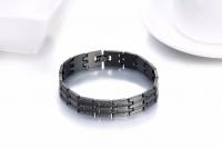 Mens Black Steel Bracelet 23cm - Greek Key Design