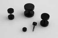 Black Fake Ear Plugs - Stainless Steel & Choice of Size!