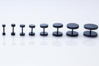 Black Fake Ear Plugs - Stainless Steel & Choice of Size!