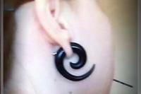 Fake Illusion Spiral Ear Taper -Black Acrylic - 3 Tribal Styles