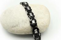 Stainless Steel Half Circle Black & Silver Link Chain Bracelet