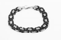 Stainless Steel Half Circle Black & Silver Link Chain Bracelet