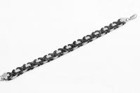 Stainless Steel Half Circle Black & Silver Link Chain Bracelet