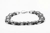 Stainless Steel Half Circle Black & Silver Link Chain Bracelet