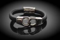 Handcuff Leather and Steel Bracelet Unisex  - Customisable