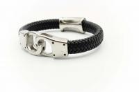 Handcuff Leather and Steel Bracelet Unisex  - Customisable