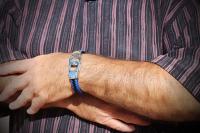Handcuff Bracelet Unisex In Dual Colour Leather - Customisable