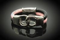 Handcuff Design Leather & Steel Customisable Bracelet.