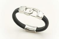 Handcuff Leather and Steel Bracelet Unisex  - Customisable