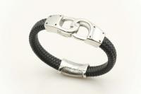 Handcuff Leather and Steel Bracelet Unisex - Customisable
