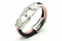 Handcuff Design Leather & Steel Customisable Bracelet.