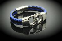 Handcuff Bracelet Unisex In Dual Colour Leather - Customisable