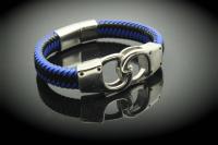 Handcuff Bracelet Unisex In Dual Colour Leather  - Customisable