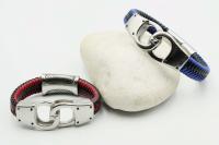 Handcuff Bracelet Unisex In Dual Colour Leather - Customisable