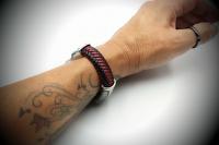 Handcuff Bracelet Unisex In Dual Colour Leather  - Customisable