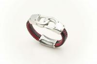 Handcuff Bracelet Unisex In Dual Colour Leather  - Customisable