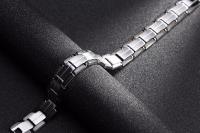 Mens Steel Bracelet 23cm - Black and Silver Greek Key Design