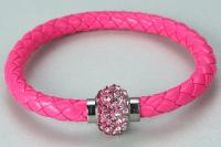 Leather Wrap Crystal Bangle Bracelet