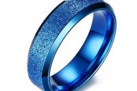 Blue Stainless Steel SandBlasted Ring