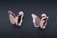 Butterfly Sandblasted Effect Labret Stud Earrings - 2 Colours