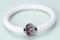 Leather Wrap Crystal Bangle Bracelet