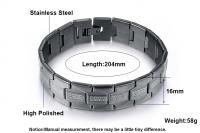 Sleek Black Stainless Steel Bracelet