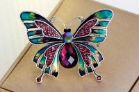 Crystal Butterfly Brooch/Collar Pin