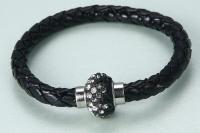 Leather Wrap Crystal Bangle Bracelet