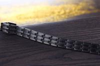 Mens Black Steel Bracelet - Greek Key Design