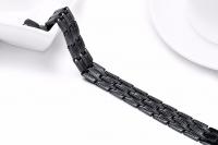 Mens Black Steel Bracelet  - Greek Key Design