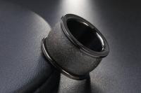 Frosted Wide Band Steel Rings Black & Silver