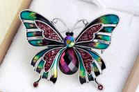 Crystal Butterfly Brooch/Collar Pin