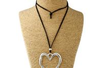 Heart Statement Long  Necklace - Abstract Design
