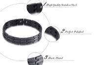 Mens Black Steel Bracelet 23cm - Greek Key Design