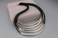 Multilayer Tube Leather Choker Necklace