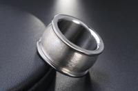 Frosted Wide Band Steel Rings Black & Silver