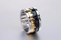 Stainless Steel 3 tone Jagged Design Ring - Unique Styling