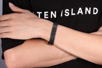 Mens Black Steel Bracelet - Greek Key Design
