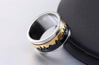 Stainless Steel 3 tone Jagged Design Ring - Unique Styling