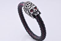 Indian Warrior Skull Leather Bracelet