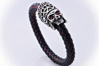 Indian Warrior Skull Leather Bracelet