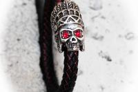 Indian Warrior Skull Leather Bracelet