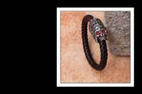 Indian Warrior Skull Leather Bracelet