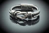 Knot Design Black & White Unisex Leather Bracelet